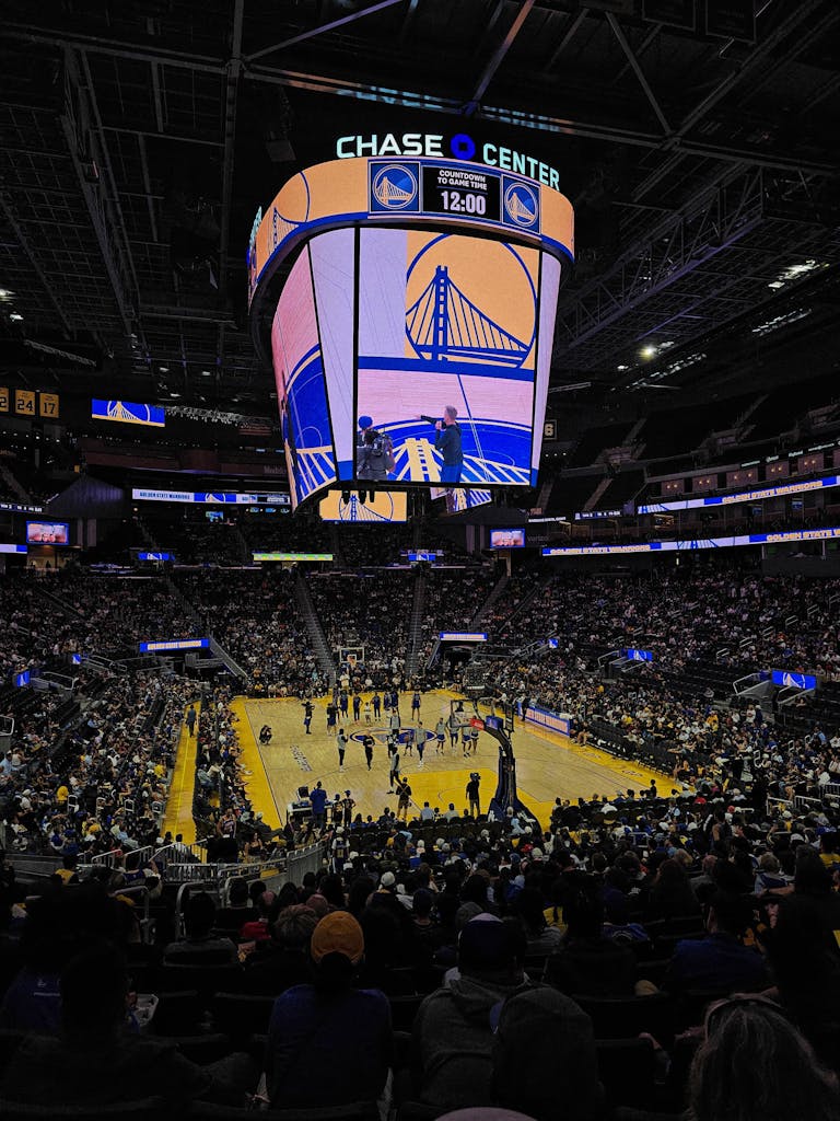 Basketball game at Chase Center in San Francisco, capturing the vibrant atmosphere of sports.