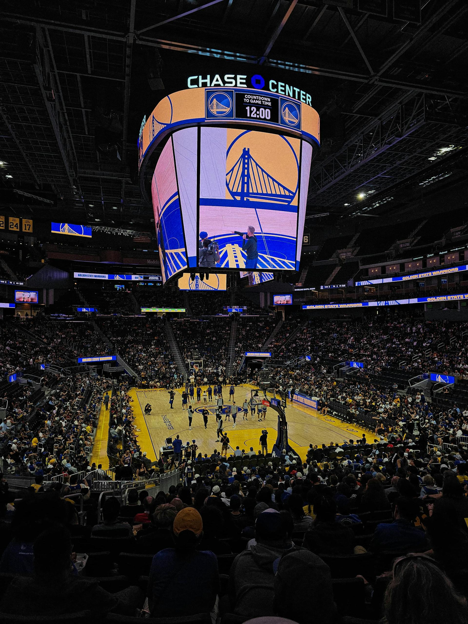 Basketball game at Chase Center in San Francisco, capturing the vibrant atmosphere of sports.